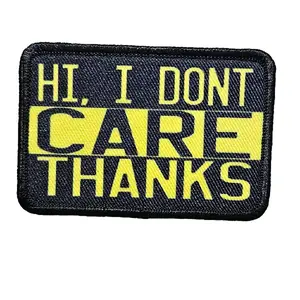 i dont care thanks sarcastic meme 2"x3" removable morale patch with hook and loop backing