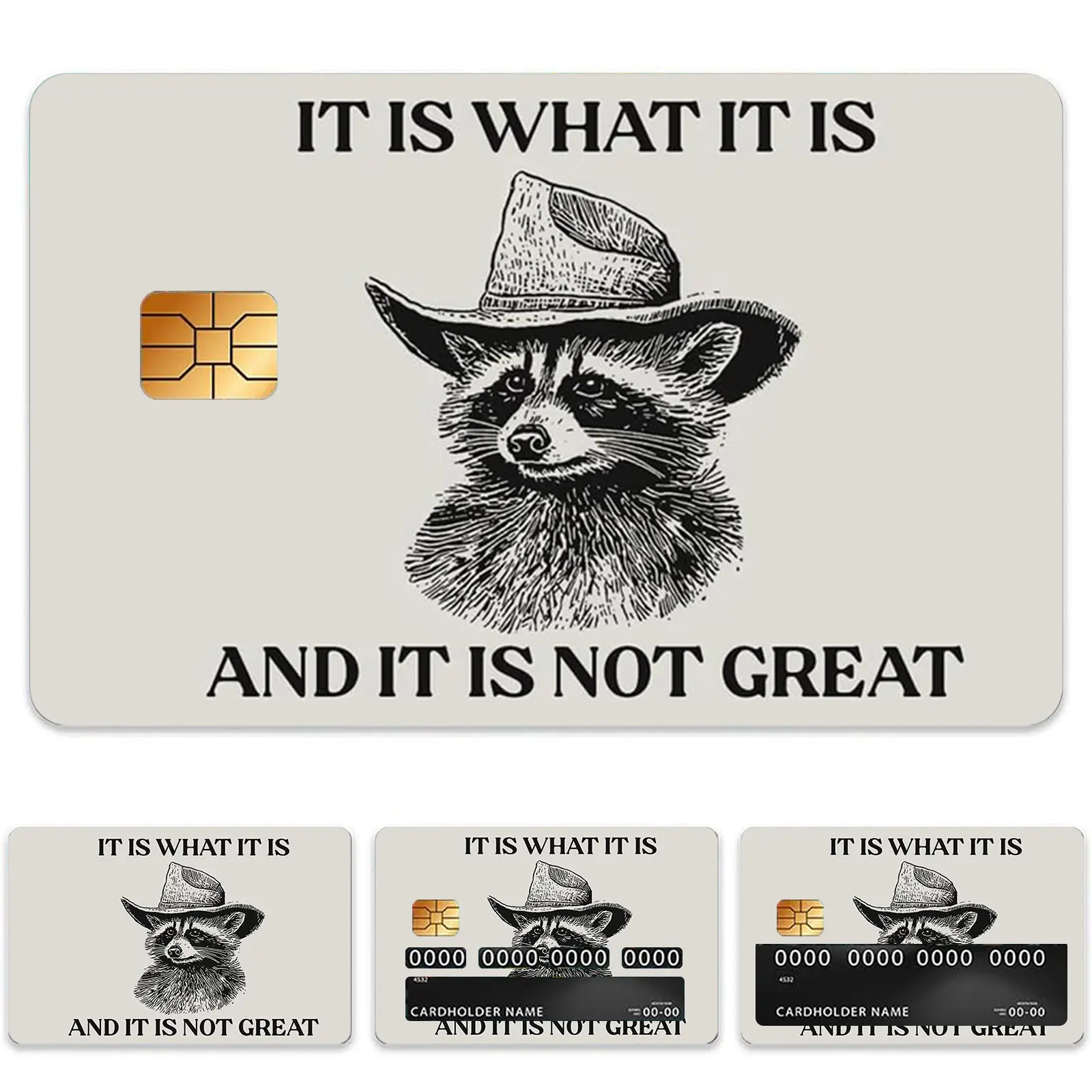 Elegend Funny Raccoon Meme Credit Card Sticker Skin - Debit Card Skin Sticker for Transportation, Key, Debit, Credit, Slim, Waterproof, Anti-Wrinkling Removable Bank Credit Card Sticker