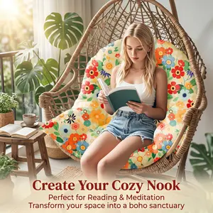 Waterproof Egg Chair Cushion Replacement, Outdoor Hanging Chair Cushion with Ties, Thicken Egg Chair Cushions 47x35x7 Inches