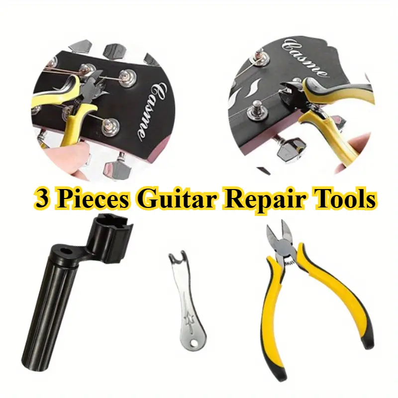 Guitar Repair Kit,3 Pieces Guitar Repair Tools Including 2 in 1 String Winder,String Cutter and Pin Puller for Acoustic Electric Bass