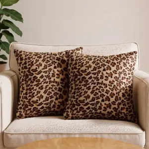 Leopard Print 2-Piece Pillowcase Set, Soft Comfortable Sofa Cushion Cover, Modern Decorative Square Pillow Case, Home Decoration