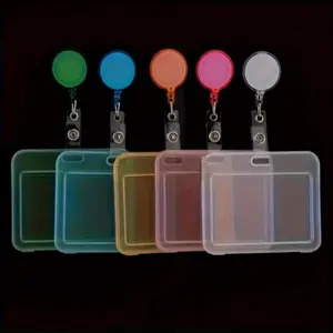 Transparent Durable Lightweight Horizontal Card Holder with Pull Tab Hook, Ideal for Teacher Student Schools ID Keys Driver License Hanging Storage Organizer