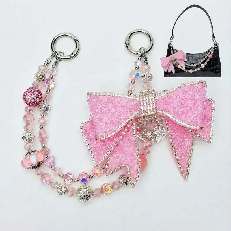 Sparkly Bag Charm - Custom Red Bow Bagchain, Phonechain, Rearview Mirror Hanging Decor, Versatile Home Decor Gift, Cute Purse Accessory