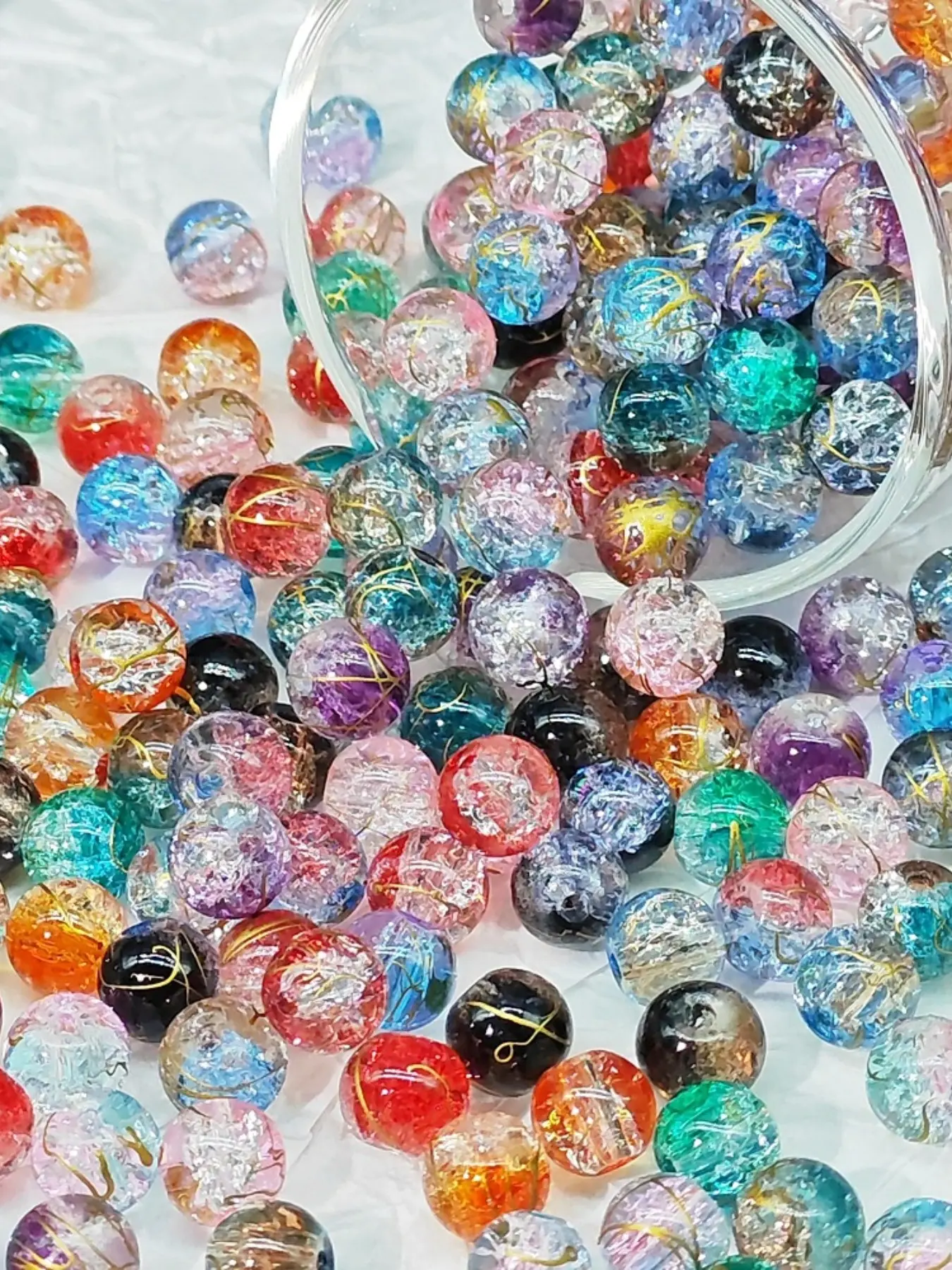 100pcs 8mm Glass Beads, Premium Glass Bead, Wire Wrapped Dual Tone Gradient Beads, Handmade DIY Jewelry Making Supplies, Craft Accessories, Bead Assortment, Diy Beading Accessories, Two Tone Beads