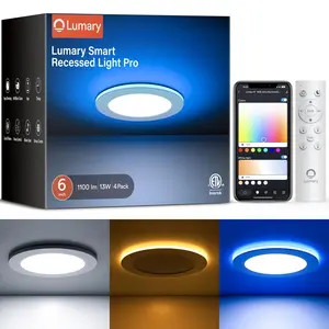Lumary Smart Recessed Lighting WiFi Bluetooth LED Downlight 16 Million Colors Dimmable Tunable White Alexa Google Assistant Compatible