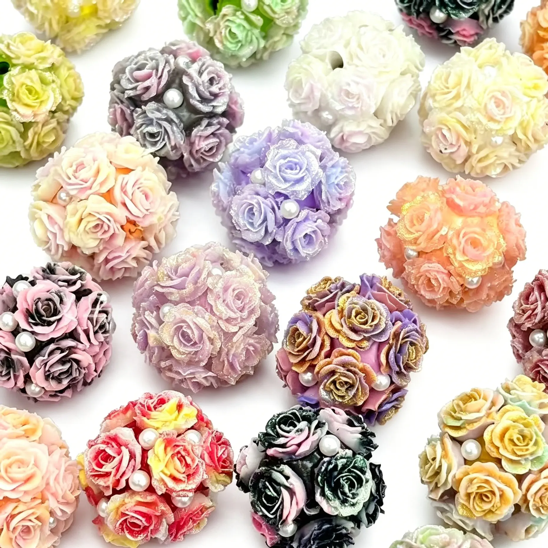 Yuki's Shop DIY Flower Ball Beads, Beads and Accessories for Keychains, Phone Chains, Half-Finished Bag Making Supplies, Diy Beads