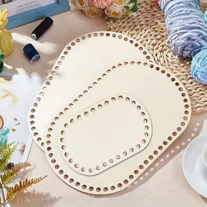 Natural Wood Oval Round Heart Shaped Base, DIY Crochet Basket Bottoms for Handmade Home Decor, Weaving Tools (set of 3/5/10), Wooden