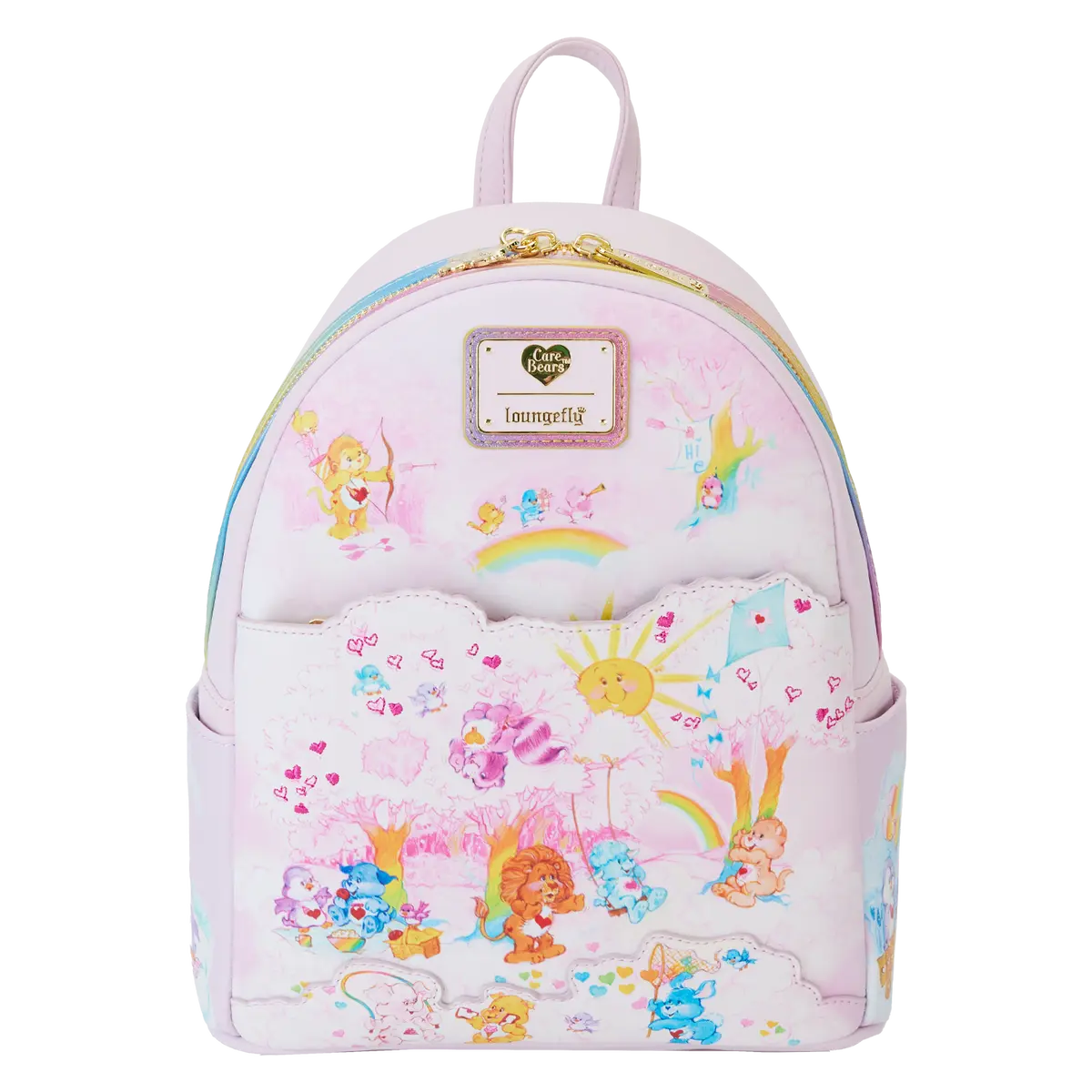Loungefly Care Bear Cousins Forest of Feelings Casual Printed Mini Backpack, Casual Printed Backpack, Vegan Leather, Hidden Pocket, Playful, Zipper Charm, Kite, Journeys, Mini Bag