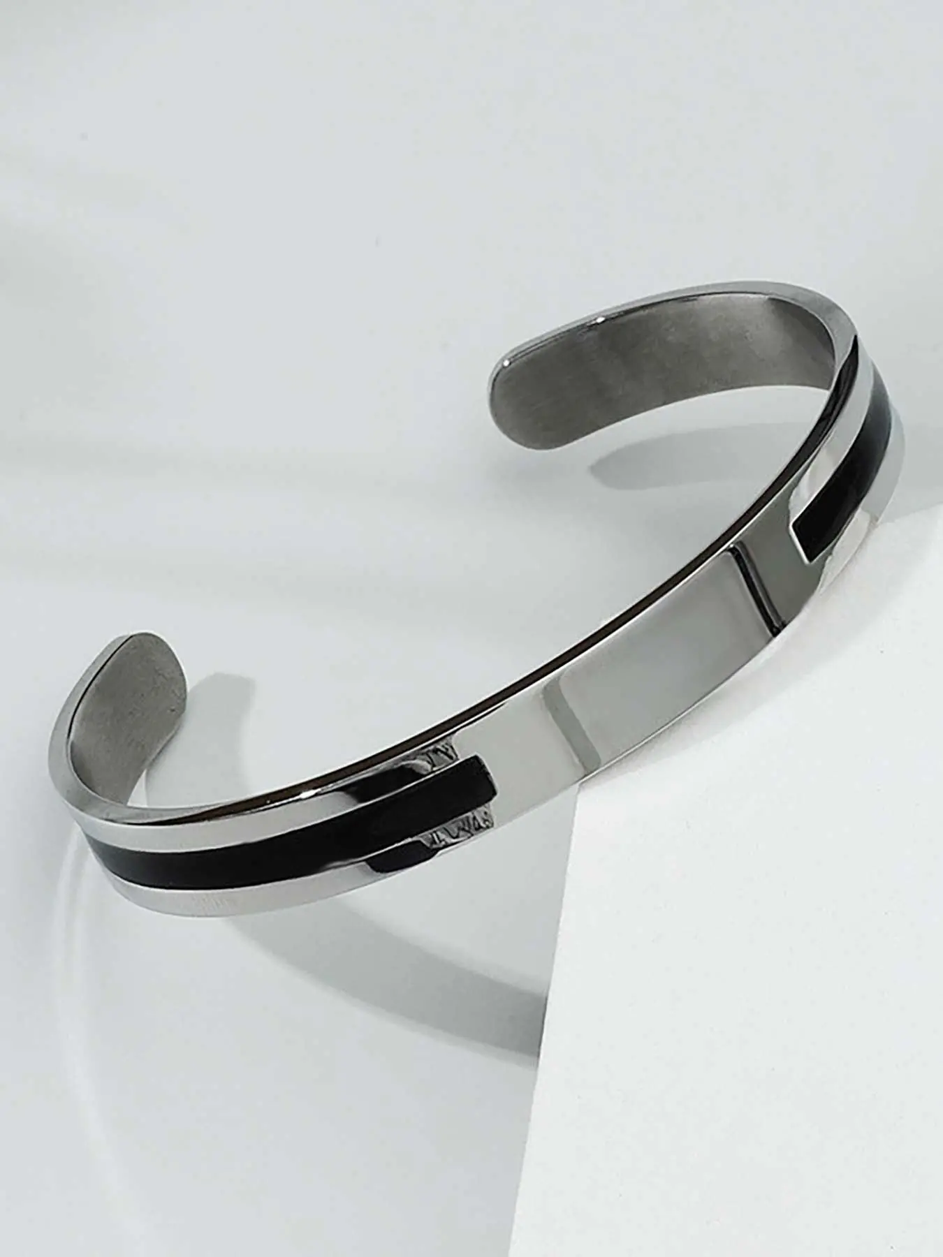 Men's Street Trend Cuff Bangle, Minimalist Adjustable Size Stainless Steel Fashionable Bracelet, Trendy Jewelry for Party & Daily Clothing Decoration