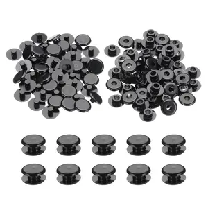 M5x3mm Plastic Binding Post, 50 Sets Plastic Chicago Screws Binding Screw Rivet Post Press-on Buckle for Leather Scrapbook Photo Albums, Black