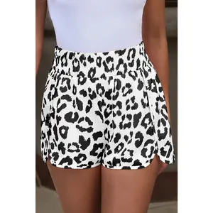 White Leopard High Waisted Athletic Shorts