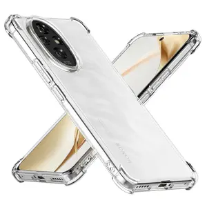Case for Honor 200 5G, Clear Phone Case with Reinforced Corners Camera Protection Bumper Slim Fit Shockproof Flexible TPU Case, Transparent