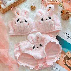 New Arrival Cute Japanese-Style Rabbit Plush Wireless Bra - Comfy Soft Steel-Free Lingerie for Girls