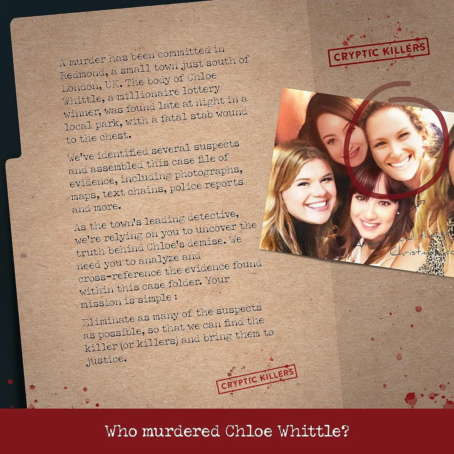 Scripted Murder Game-card game, Card games for teens, Cryptic Killers Unsolved murder mystery game - Cold Case Files Investigation Detective clues/evidence - For individuals, party groups, Roleplay elements, Thrilling Scenarios - Murder of a millionaire