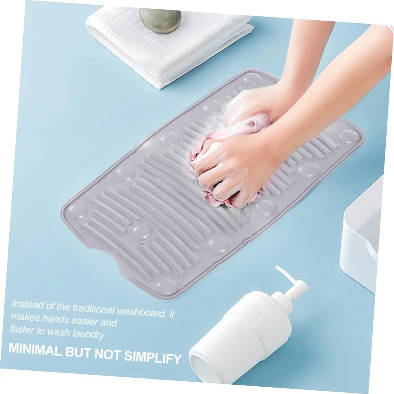 Foldable Silicone Washboard Suction Cups Non-Slip Home Washing Board for Laundry Portable Multifunctional Cleaning Tool Random Color