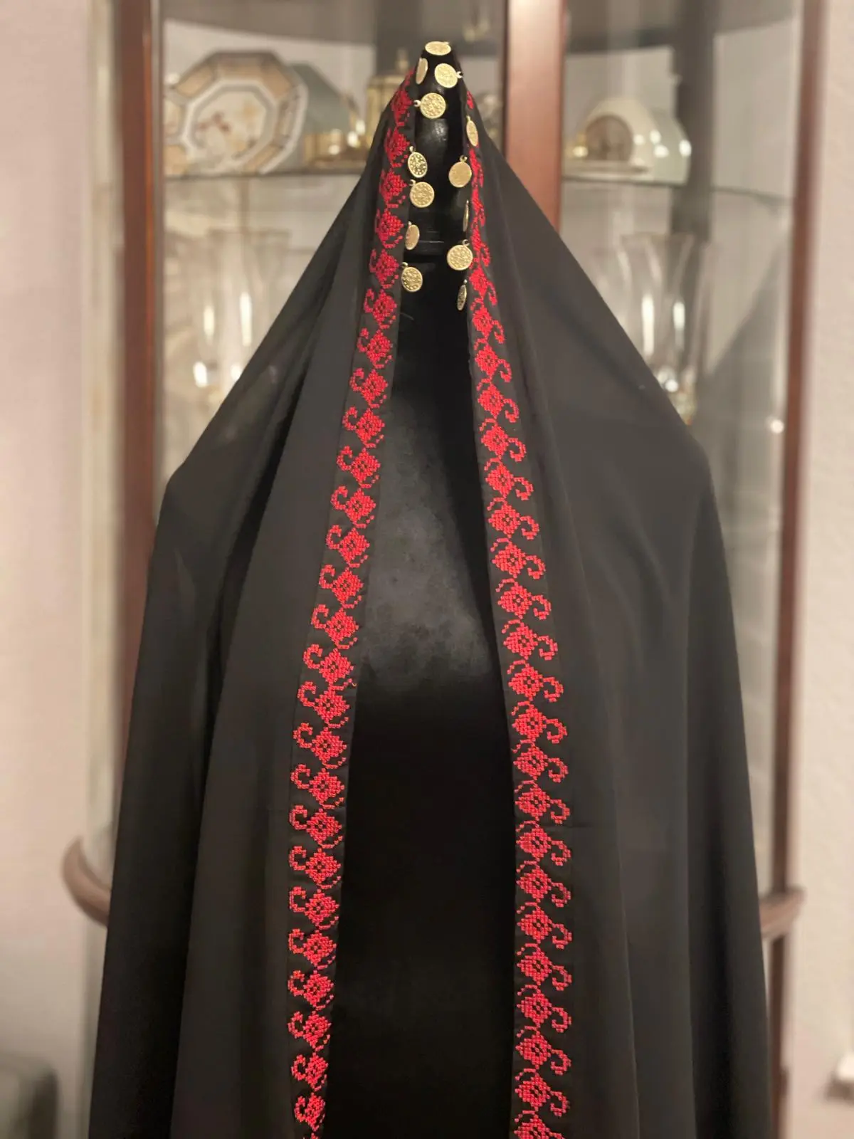 Misk Shall Layraat Turban Hijab Fringe Trim Shawl with Patterned Gold Coins Modest Long Design Perfect for Any Occasion