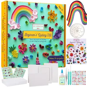 MY CREATIVE CAMP Beginner's Craft Quilling Kit, DIY Craft Kit, Paper Quilling Kit for Beginners with Tools, Instructions & Storage Box, Makes 10+ Fun Projects