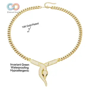 14K Gold Plated Coiled Serpent Desian with Cubic Zirconia Adiustable Chain Medusa Jewelryfor Snake Pendant Necklace for Women and Men High Jewelry Party Teen Friends