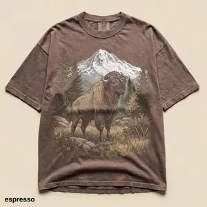 Bison Mountain Shirt, Comfort Colors® Western Wildlife Forest Graphic Tee, Vintage Rustic Nature Top, Outdoorsy Gift Idea