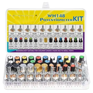80Pcs WH148 Potentiometer Kit – 1K–1M Ohm 3-Pin Linear Resistors with Knobs & 15mm Shaft