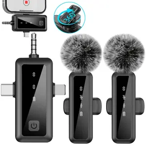 Three in one wireless microphone, suitable for iPhone and camera, clip style noise reduction design, Wireless Lavalier Mics, wireless compatible condenser microphone, long-lasting battery life