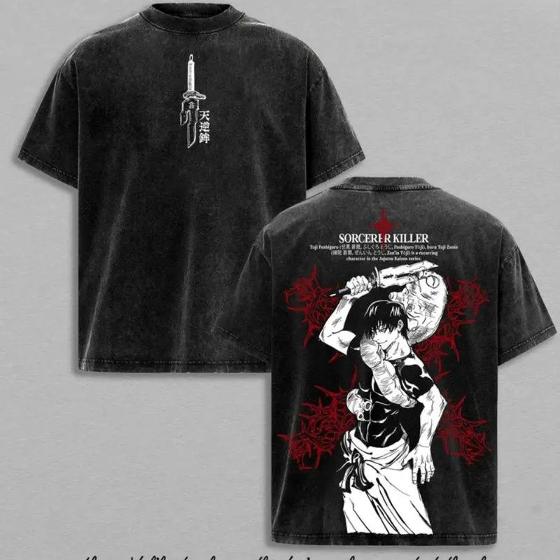 Vintage Jujutsu Kaisen Toji Fushiguro T-Shirt Sorcerer Killer Anime Graphic Tee Oversized Unisex Streetwear for Anime Fans Heavy Cotton Retro Manga Merch Jujutsu Kaisen Anime Manga Unisex