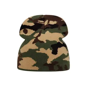 NoEnName_Null Camouflage Knitted Beanie - Unisex Winter Skullies & Beanies in Acrylic - Keep Warm Casual Geometric Pattern