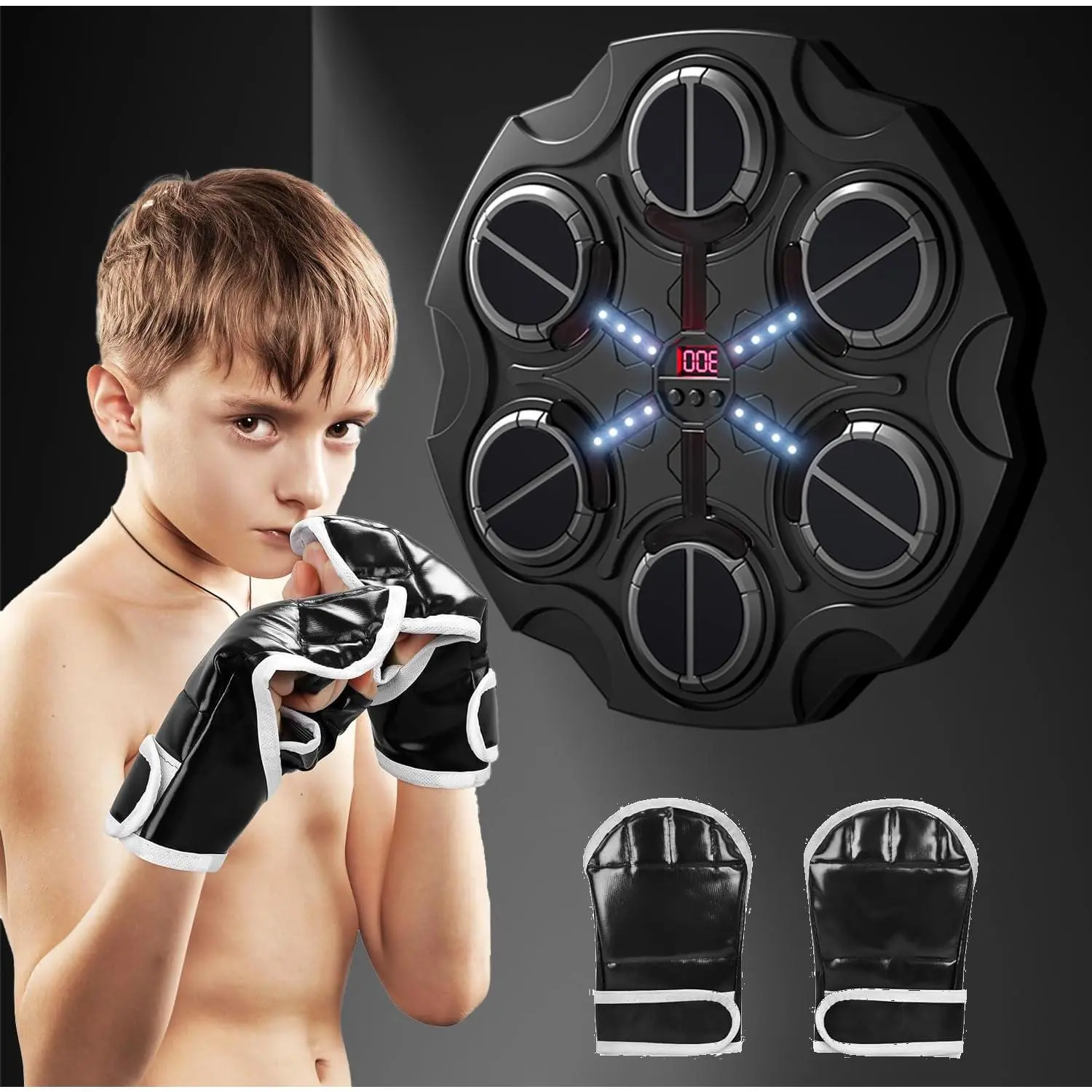 Electronic Music Boxing Machine for Adults and Children, Fun Punching Pad to Exercise the Body and Relieve Stress, Gift for Friends, Family, Gloves, Unisex, Birthday, Home Gym Use, Ideal Gift For Children, Improve Agility, Target Pad, Kids, Releases Stres