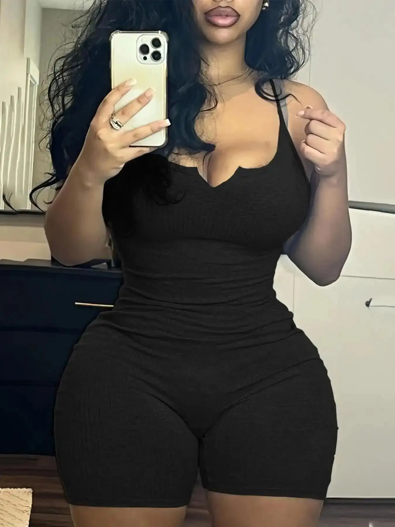 Women's Solid Backless Sleeveless Spaghetti Strap Jumpsuit, Casual High Waist Tight-fitting Curve Hugging Compression Jumpsuit for Summer, High Waisted Shapewear Outfit, Ladies Clothes for Daily Wear, Womenswear