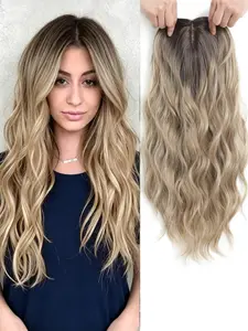 🌊 Beach Waves Without The Hassle! Kanekalon Wavy Clip-In Hair Topper, Synthetic Hair Toppers, Natural Soft Texture, Easy Wear For Instant Fullness & Confidence