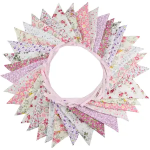 10M/32Ft Triangle Bunting Banner, 36 count  Fabric Flags Pennant Garlands for Birthday Party, Wedding,  Shower, Outdoor and  Decorations ()