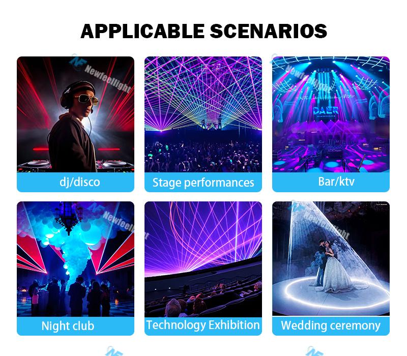 Dj bar Beam Light 5W Laser RGB Full Color 3D Animation DMX512 Sound Activated Control Party Lights for Club Birthday Bar Disco Concert