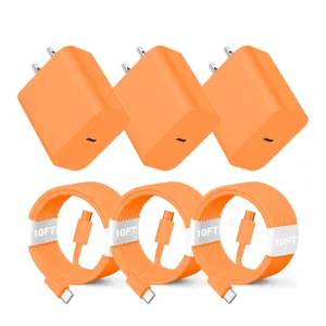iPhone 17 Charger Fast Charging Type C Chargers USB C Charger Block i Phone 17 Chargers with 3 Pack 10FT Cable for iPhone 17 Pro/17 Pro Max(Orange)