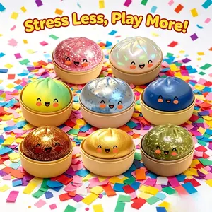 Micrency 8-Piece Steamed Bun Squishy Set - Random Colors, Soft Slow-Rebound, Slightly Sticky Stress-Relief Toy, Festive Christmas Gift, Party Supply Photobooth Prop