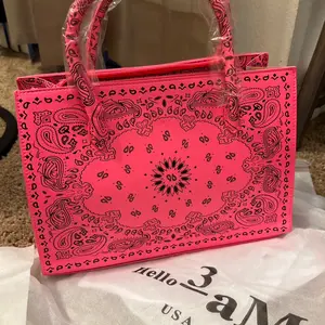 Hello 3 AM (Neon Bandana Print Handles Tote Bag)