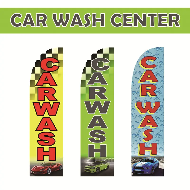 1pc Heavy-Duty Car Wash Feather Swooper Flag - 110g Knitted Polyester Banner with Yellow Prints, 11.5ft Pole-Mount Compatible, Durable Outdoor Advertising Sign with Feather Shape That Draws Attention, Visible