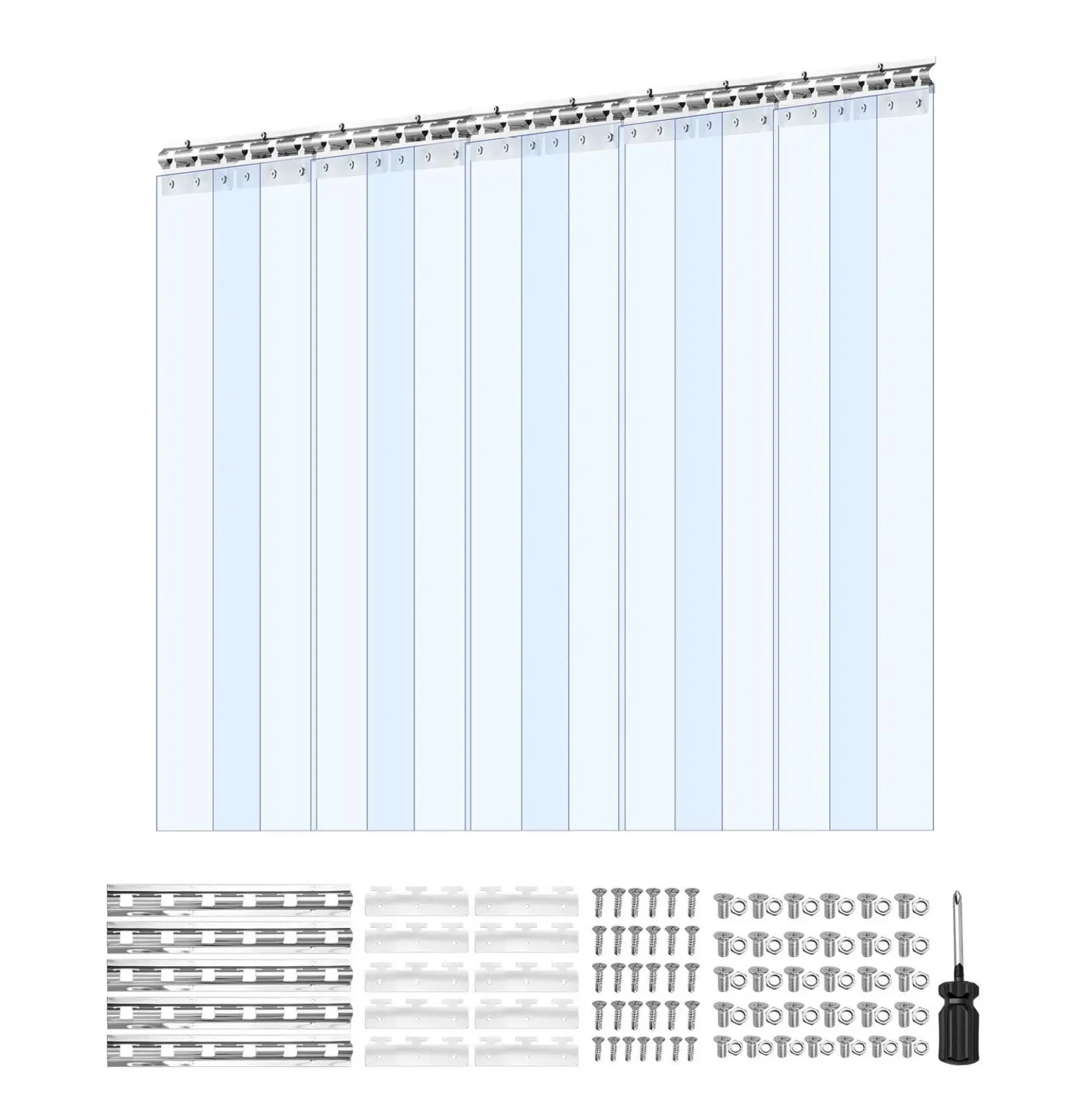PVC Strip Curtain - 96" x 60", 0.08" Thick - 10 Pack - Clear Plastic Door Curtain for Warehouse, Freezer, Garage - VEVOR 60x96 inch 10 pcs