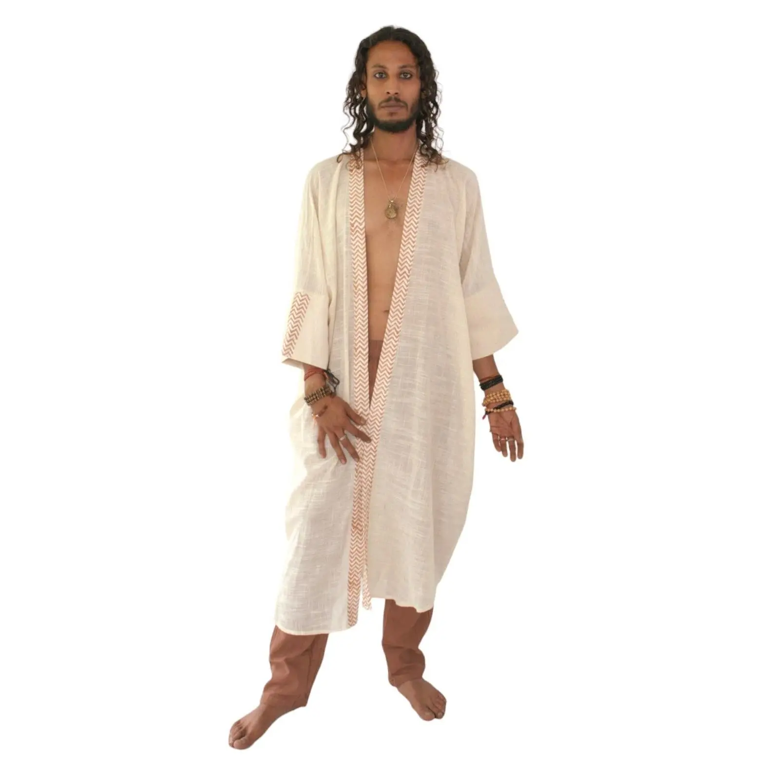 Linen Long Kimono (Cream)