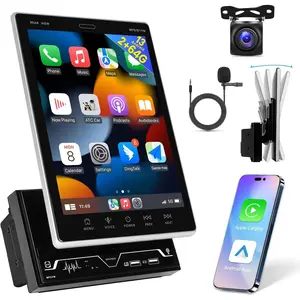 [2G+64G] 9.7 inch Android Vertical Double Din Car Stereo 2 Din Touch Screen CarPlay Radio Unit - Wireless Car Play/Android Auto/Bluetooth/1080P/SWC/GPS+AHD Backup Camera+MIC