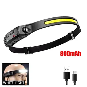 COB LED Headlamp Induction Head Lamp Built-In Battery USB Rechargeable Head Flashlight Outdoor Camping Fishing Sensor Headlight NONE