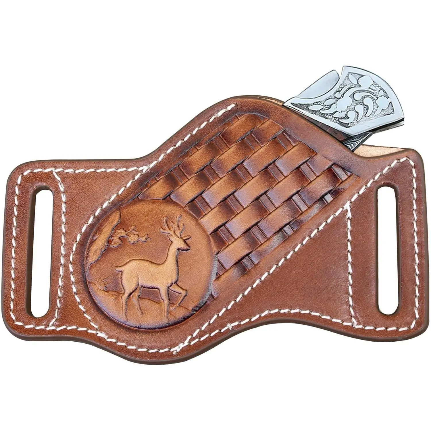 Leather Knife Sheath for Belt, Folding Pocket Knife Holder EDC Tool Holster for Outdoor Carry