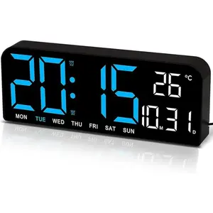 【TikTok Hot Seller】10 Decorative LED Digital Wall Clock - Bedroom Alarm with Temperature, Countdown Timer, Auto Dimming & Snooze - 12/24H Display, Modern Design for Home, Office & Dorm | Smart Home Decor Essential
