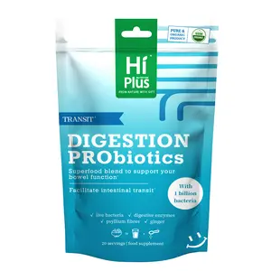 HiPlus Probiotics Powder - 9 Strains, 10 Plant Digestive Enzymes, Fiber, Metabolism Support, Immune Support, Bloating Relief, Non-GMO, Vegan Gut Health Supplements