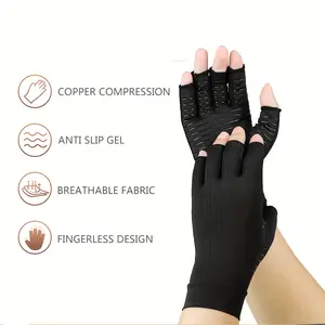 Fingerless Gloves Copper Fiber Half Stress Gloves Cycling Gloves Fingerless Copper Compression Gloves for Both Men And Women Ideal for Half-Finger Massages Suitable for Cycling Biking Driving Exercising Training Fitness And Outdoor Activities