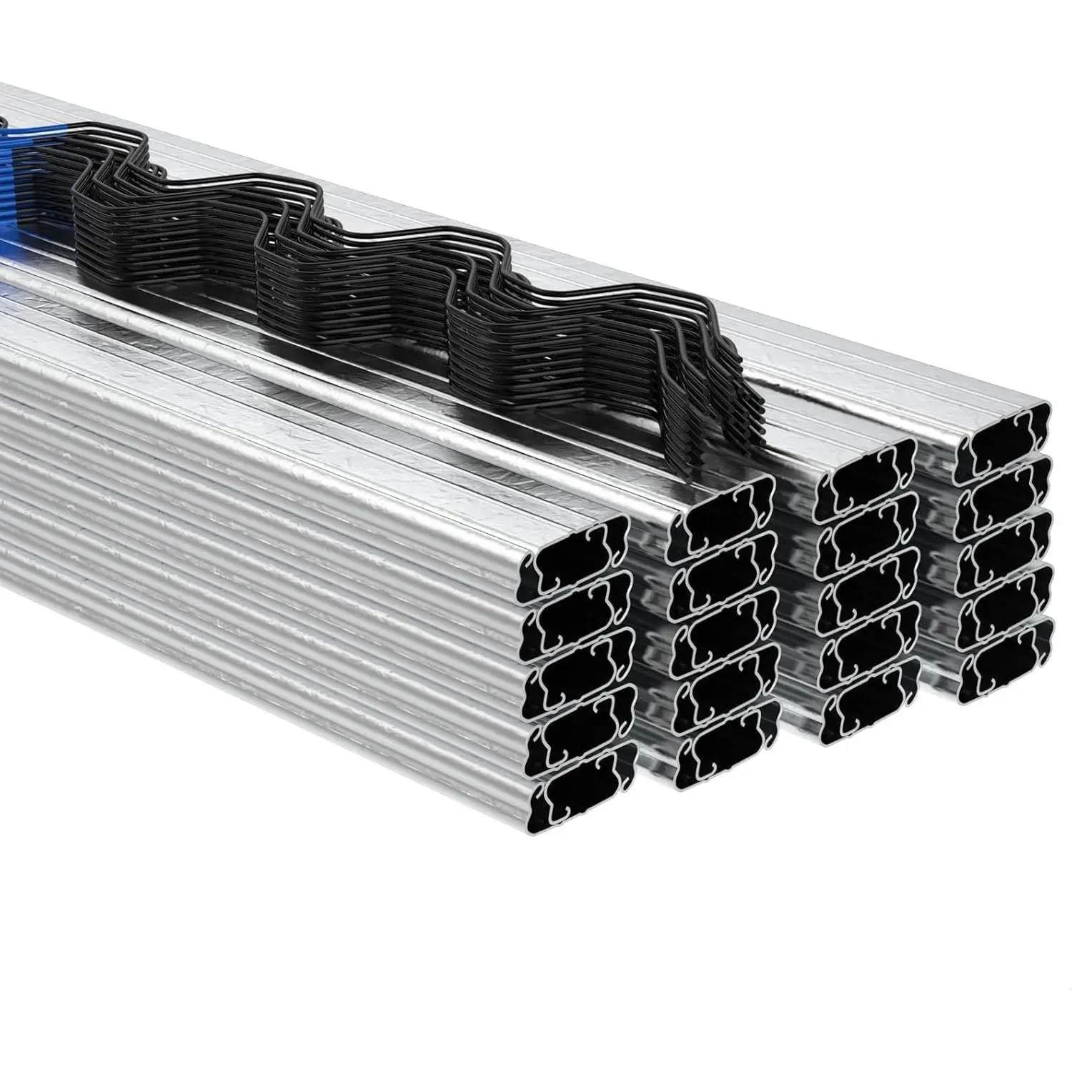 3.3 FT Greenhouse Lock Channel and Spring Wire,Galvanized Steel Lock Channel and PVC Coated Spring Wires for Fixing Greenhouse Plastic Cover,40 Set