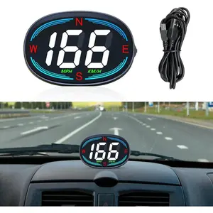 Car Digital Speedometer, Car Head-Up Display, HUD Speedometer with GPS Compass, Plug and Play Display with Speeding Alarm, USB Connect MPH Speed Meter Suitable for Most Vehicles