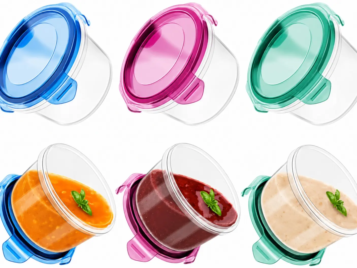 6 Pack Salad Dressing Container to Go, 2.7 oz Small Condiment Containers with Leakproof Lids for On-the-Go Meals, Reusable Sauce Containers BPA-Free