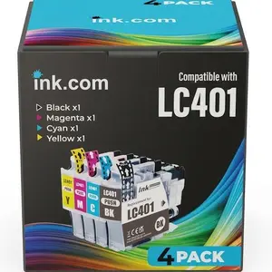 Ink.com LC401 LC401XL Ink Cartridge 4 Pack Compatible with Brother Printers for MFC-J1010D MFC-J1012DW MFC-J1170DW MFC-J1800DW DCP-J1200W