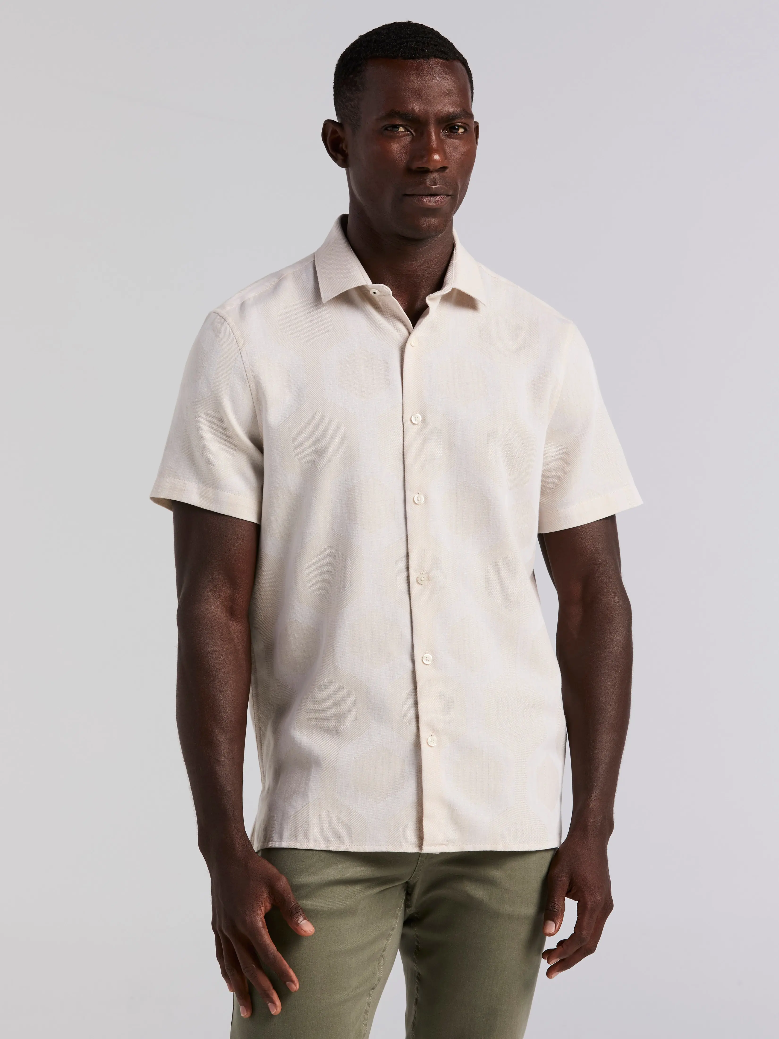 Cotton Linen Geo Jacquard Shirt