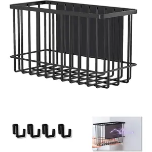Basket Refrigerator Organizer Foil and Wrap Organizer for Fridge (10.25" L x 3.2" W x 6" H, Black)